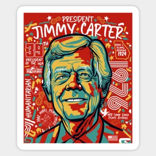 Retro Pop Art Portrait of President Jimmy Carter // Street Art Carter 1976 Sticker